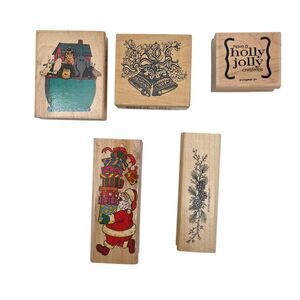 Title Vintage Rubber Stamp Lot (5) PSX F-384 Bells Stampin Up Retired 1998 Noah